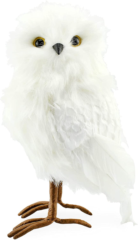 Fake Stuffed Owl Figure, 10.5-Inch Tall Bird for Craft, Halloween Prop or Christmas Tree Topper Use